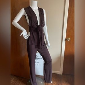 Brown two piece pant set